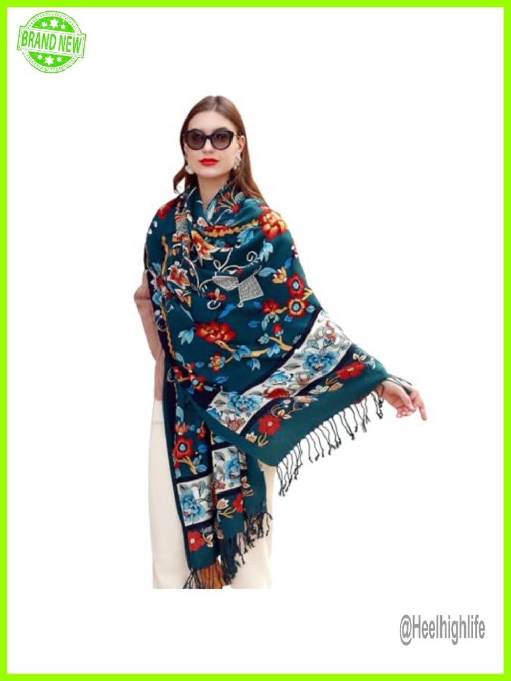 100% Merino Wool Oversized Pashmina Shawl Wrap Travel Blanket